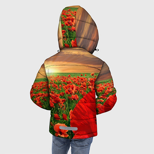 Зимняя куртка для мальчика Красный мак на закате / 3D-Черный – фото 4