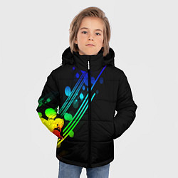 Куртка зимняя для мальчика АБСТРАКТНЫЙ НЕОН, цвет: 3D-черный — фото 2
