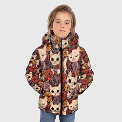 Куртка зимняя для мальчика КОТИКИ В ЦВЕТАХ, цвет: 3D-черный — фото 2