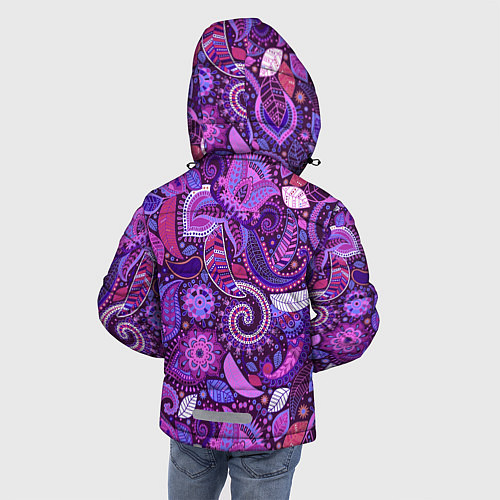 Зимняя куртка для мальчика Фиолетовый этнический дудлинг / 3D-Черный – фото 4
