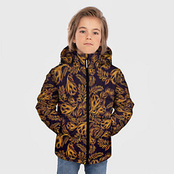 Куртка зимняя для мальчика Лето золото цветы узор, цвет: 3D-черный — фото 2