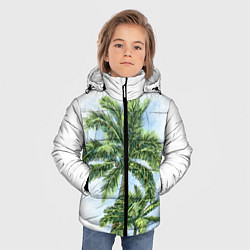 Куртка зимняя для мальчика Пальмы над головой, цвет: 3D-черный — фото 2