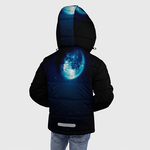 Зимняя куртка для мальчика Кот силуэт луна ночь звезды / 3D-Черный – фото 4