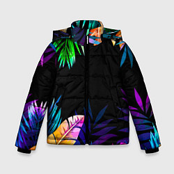 Куртка зимняя для мальчика Тропическая Ночь, цвет: 3D-черный