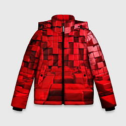 Куртка зимняя для мальчика 3D кубики, цвет: 3D-светло-серый