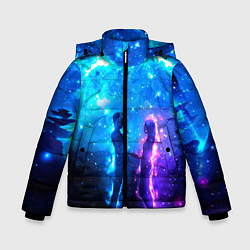 Куртка зимняя для мальчика Внеземная пара луна ночь, цвет: 3D-светло-серый