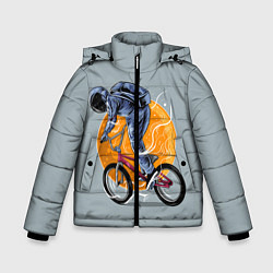 Куртка зимняя для мальчика Космический велосипедист Z, цвет: 3D-светло-серый