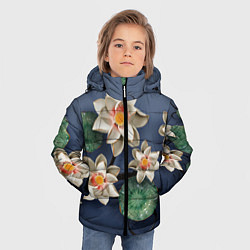 Куртка зимняя для мальчика 3D стеклянные цветы, цвет: 3D-черный — фото 2