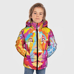 Куртка зимняя для мальчика Акварельный лев, цвет: 3D-черный — фото 2