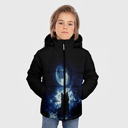 Куртка зимняя для мальчика Кот, цвет: 3D-светло-серый — фото 2