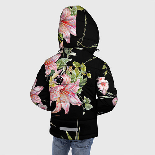 Зимняя куртка для мальчика Букет лилий / 3D-Черный – фото 4