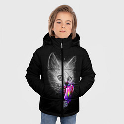 Куртка зимняя для мальчика Котейка с мороженным, цвет: 3D-черный — фото 2