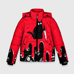 Куртка зимняя для мальчика WHAT CAT, цвет: 3D-черный