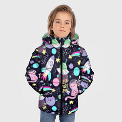Куртка зимняя для мальчика Коты-космонавты, цвет: 3D-светло-серый — фото 2