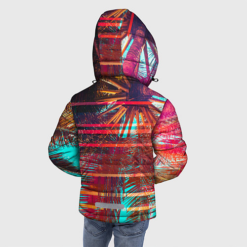 Зимняя куртка для мальчика Palm glitch art / 3D-Черный – фото 4