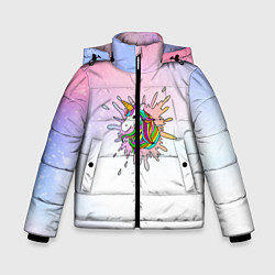 Куртка зимняя для мальчика Единорог, цвет: 3D-светло-серый