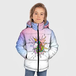 Куртка зимняя для мальчика Единорог, цвет: 3D-светло-серый — фото 2