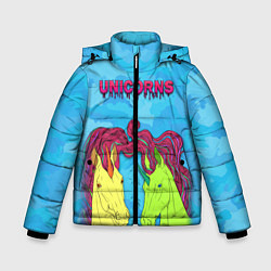 Куртка зимняя для мальчика Colored unicorns, цвет: 3D-черный