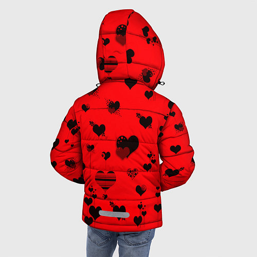 Зимняя куртка для мальчика Сердечки / 3D-Черный – фото 4