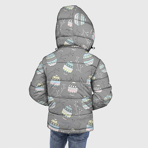 Зимняя куртка для мальчика Яйца пасхальные серый фон / 3D-Черный – фото 4