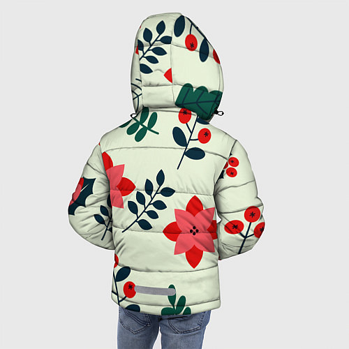 Зимняя куртка для мальчика Цветы, ягоды, листья / 3D-Черный – фото 4