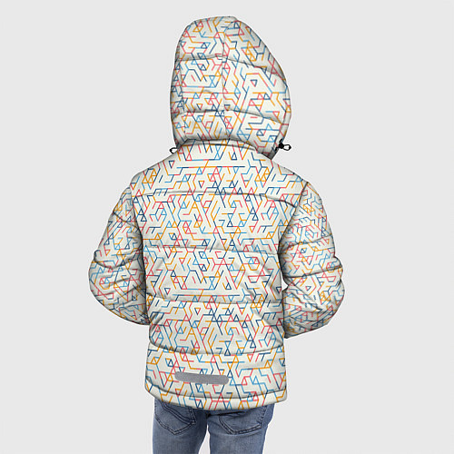 Зимняя куртка для мальчика Узор из треугольников / 3D-Черный – фото 4