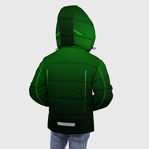 Зимняя куртка для мальчика Неоновые линии на градиенте / 3D-Черный – фото 4