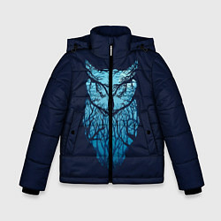Куртка зимняя для мальчика Сова в деревьях, цвет: 3D-черный