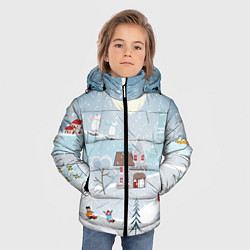 Куртка зимняя для мальчика Зимний дворик, цвет: 3D-черный — фото 2