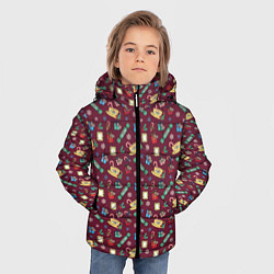 Куртка зимняя для мальчика Friends Новогодний бардовый, цвет: 3D-светло-серый — фото 2