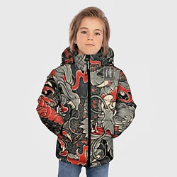 Куртка зимняя для мальчика Самурай Якудза, драконы, цвет: 3D-черный — фото 2