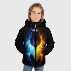 Куртка зимняя для мальчика Волки в огне, цвет: 3D-черный — фото 2