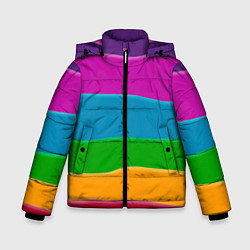 Куртка зимняя для мальчика Разноцветные полоски, цвет: 3D-черный