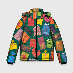 Куртка зимняя для мальчика Подарки, цвет: 3D-черный