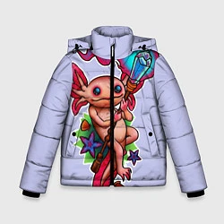 Куртка зимняя для мальчика Магический аксолотль, цвет: 3D-светло-серый
