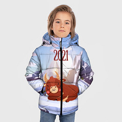 Куртка зимняя для мальчика Спящий бык 2021, цвет: 3D-черный — фото 2