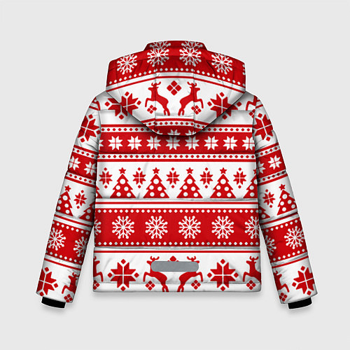 Зимняя куртка для мальчика Новый Год Олени и снежинки / 3D-Светло-серый – фото 2