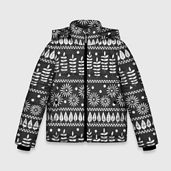 Куртка зимняя для мальчика Этнические узоры, цвет: 3D-черный