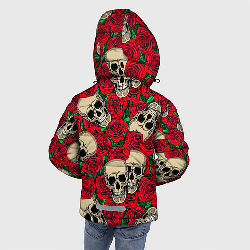 Зимняя куртка для мальчика Черепа в Розах / 3D-Черный – фото 4