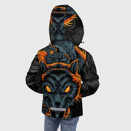 Зимняя куртка для мальчика Волк и дракон / 3D-Черный – фото 4