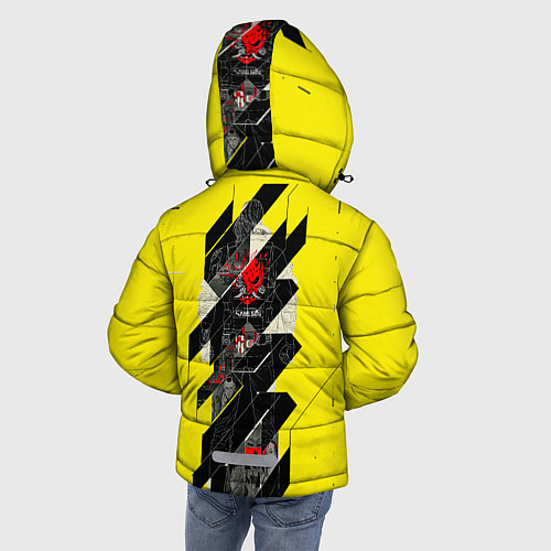Зимняя куртка для мальчика Киберпанк 2077 Киану на спине / 3D-Черный – фото 4