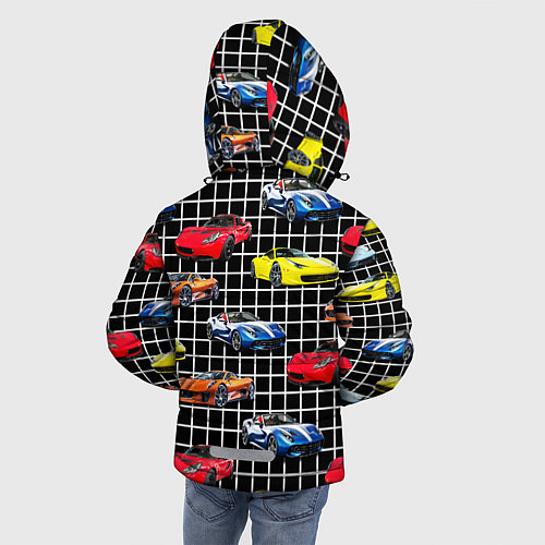 Зимняя куртка для мальчика Гоночные тачки / 3D-Черный – фото 4