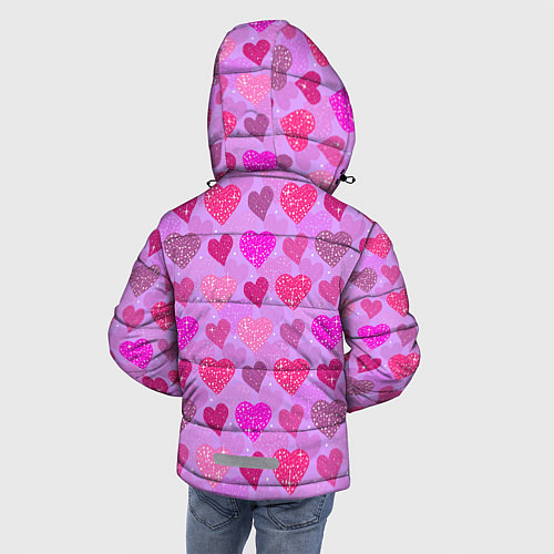 Зимняя куртка для мальчика Розовые сердечки / 3D-Черный – фото 4
