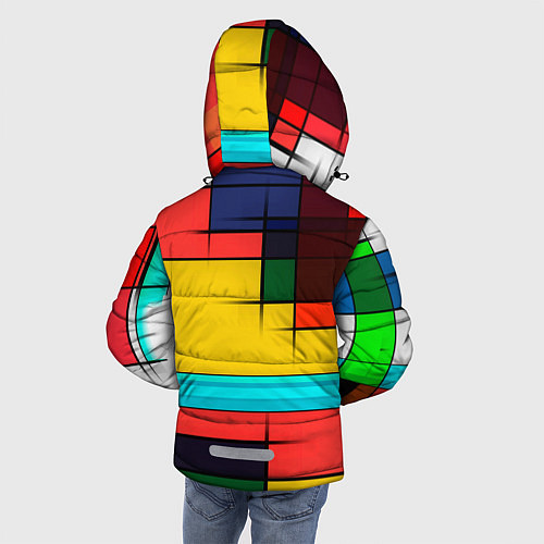 Зимняя куртка для мальчика Абстрактные фигуры цвета / 3D-Черный – фото 4