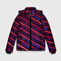 Куртка зимняя для мальчика Неоновые полосы, цвет: 3D-черный
