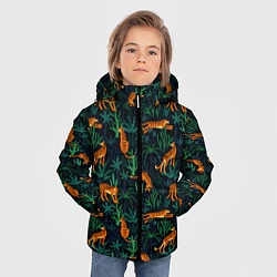 Куртка зимняя для мальчика Паттерн из Тигров и Растений, цвет: 3D-черный — фото 2