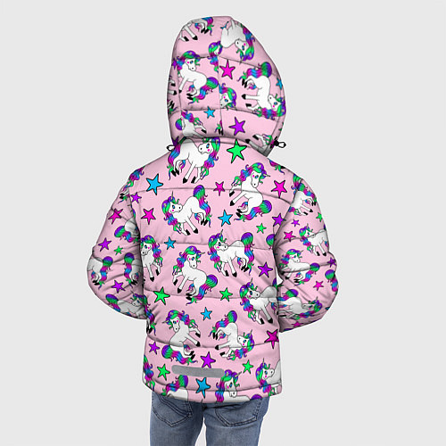 Зимняя куртка для мальчика Единороги и звезды / 3D-Черный – фото 4