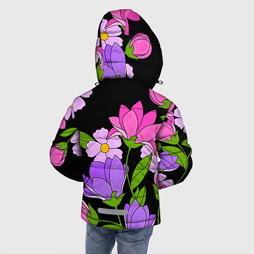 Зимняя куртка для мальчика Ночные цветы / 3D-Черный – фото 4