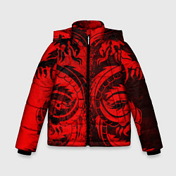 Куртка зимняя для мальчика BLACK RED DRAGONS TATOO, цвет: 3D-светло-серый