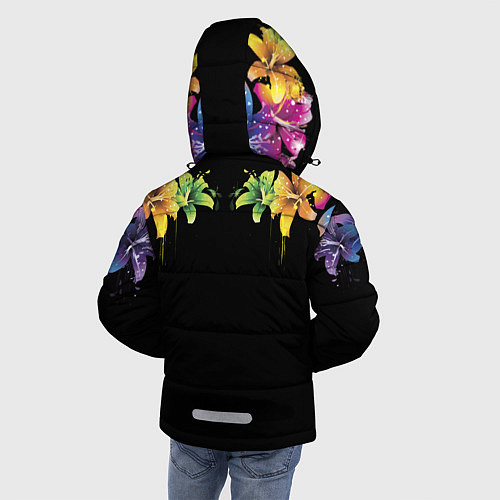 Зимняя куртка для мальчика Цветы / 3D-Черный – фото 4
